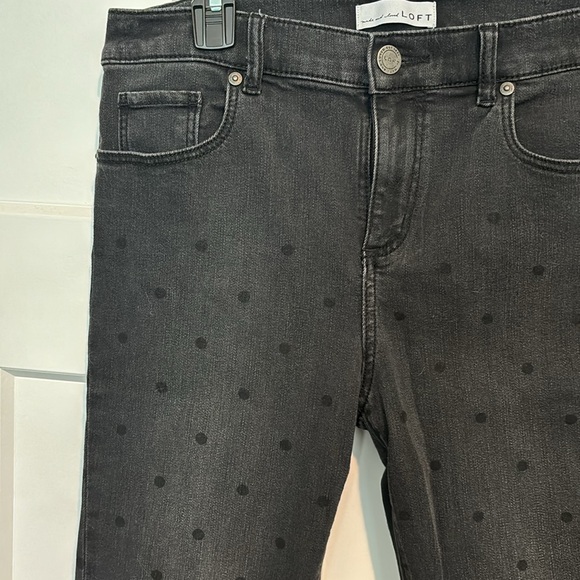 Loft Black Polka Dot Skinny Jeans Women Size 10 - Picture 3 of 9